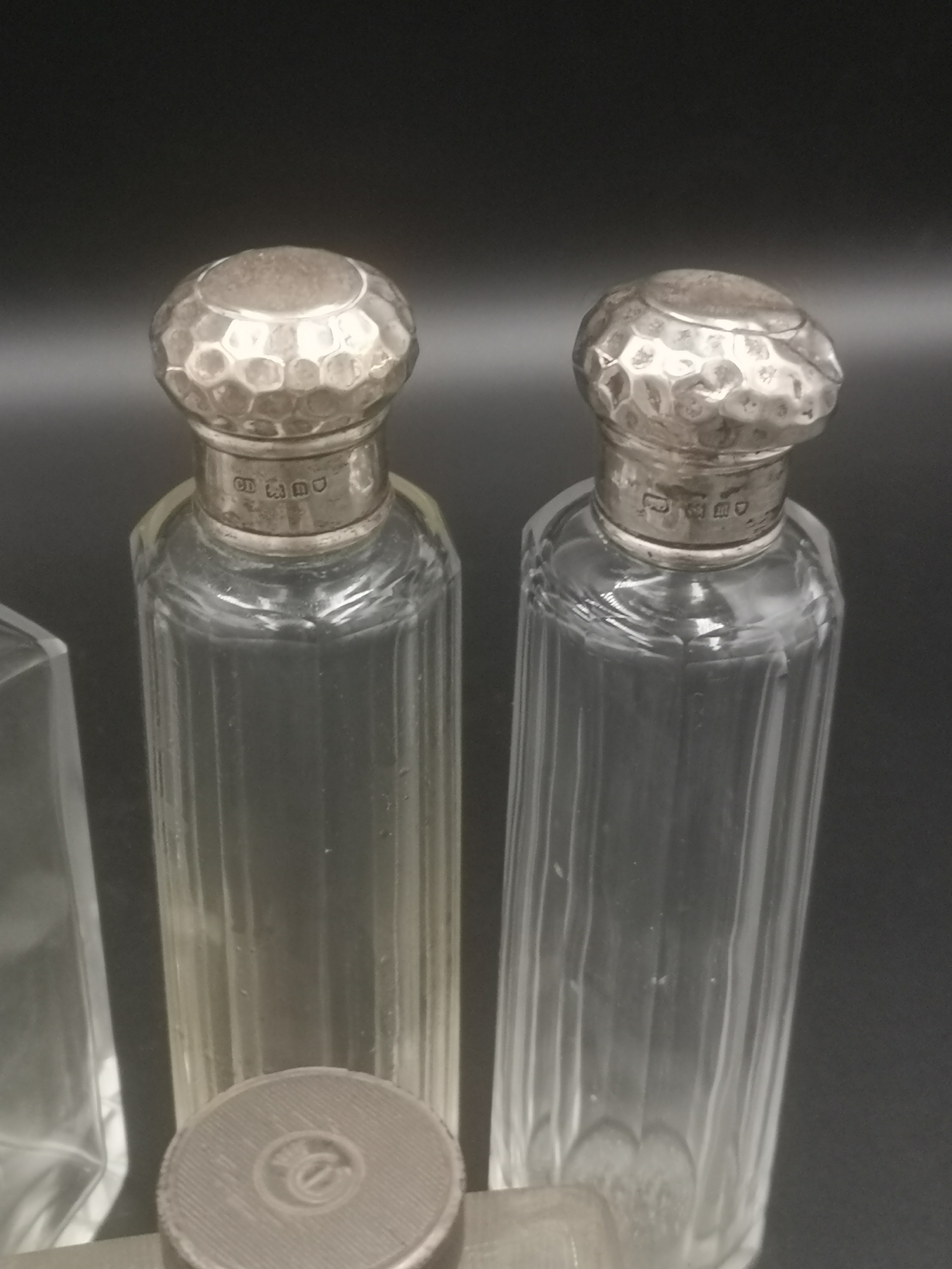 Dupont glass perfume bottle together with 5 silver topped dressing table bottles - Image 3 of 6