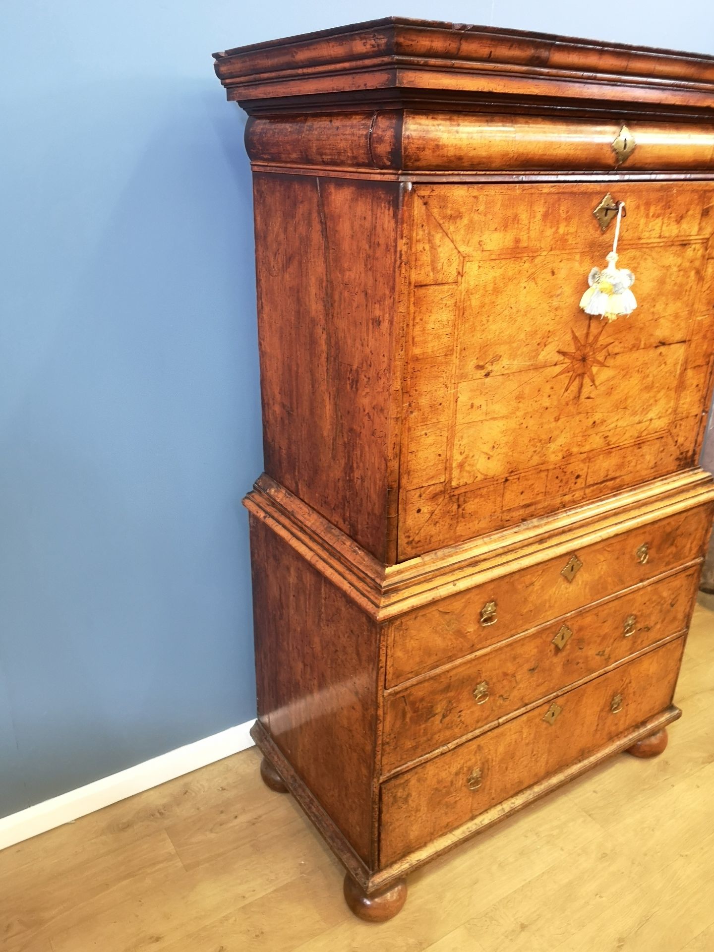 Queen Anne walnut secretaire - Image 2 of 10