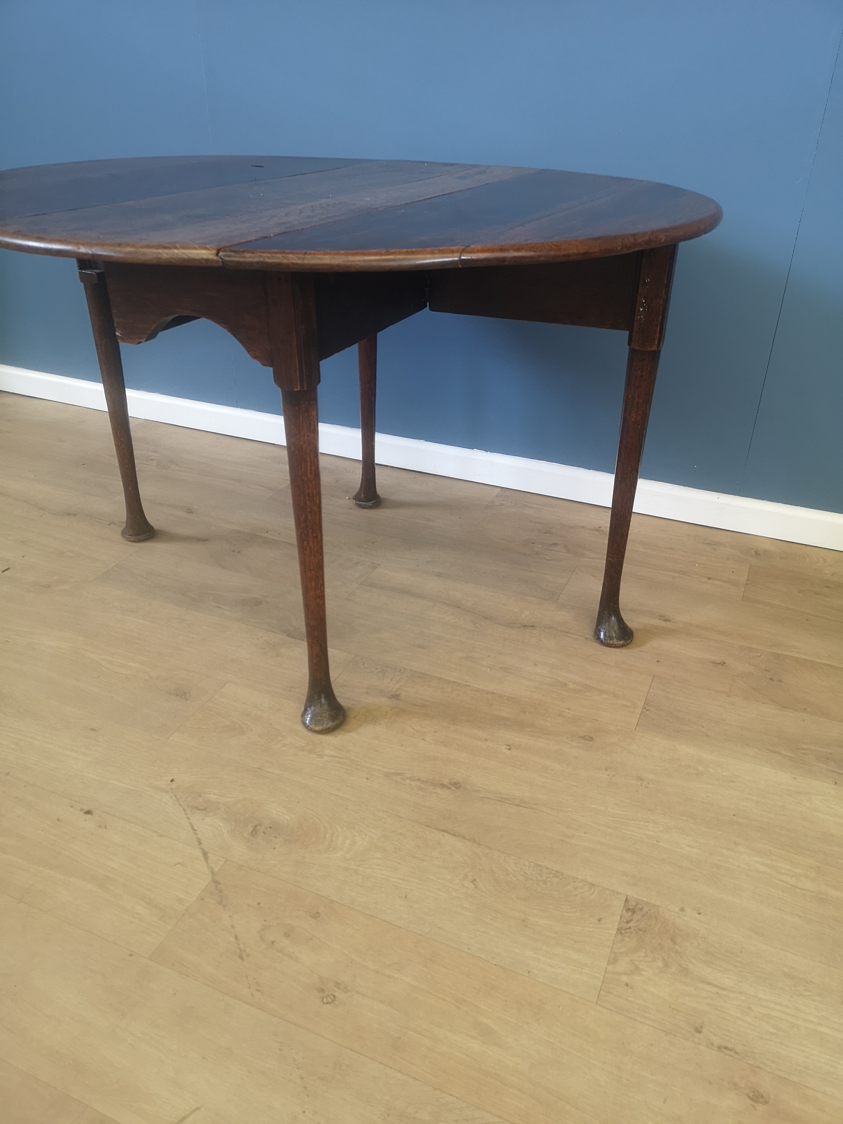 19th century oak drop leaf table - Image 4 of 6