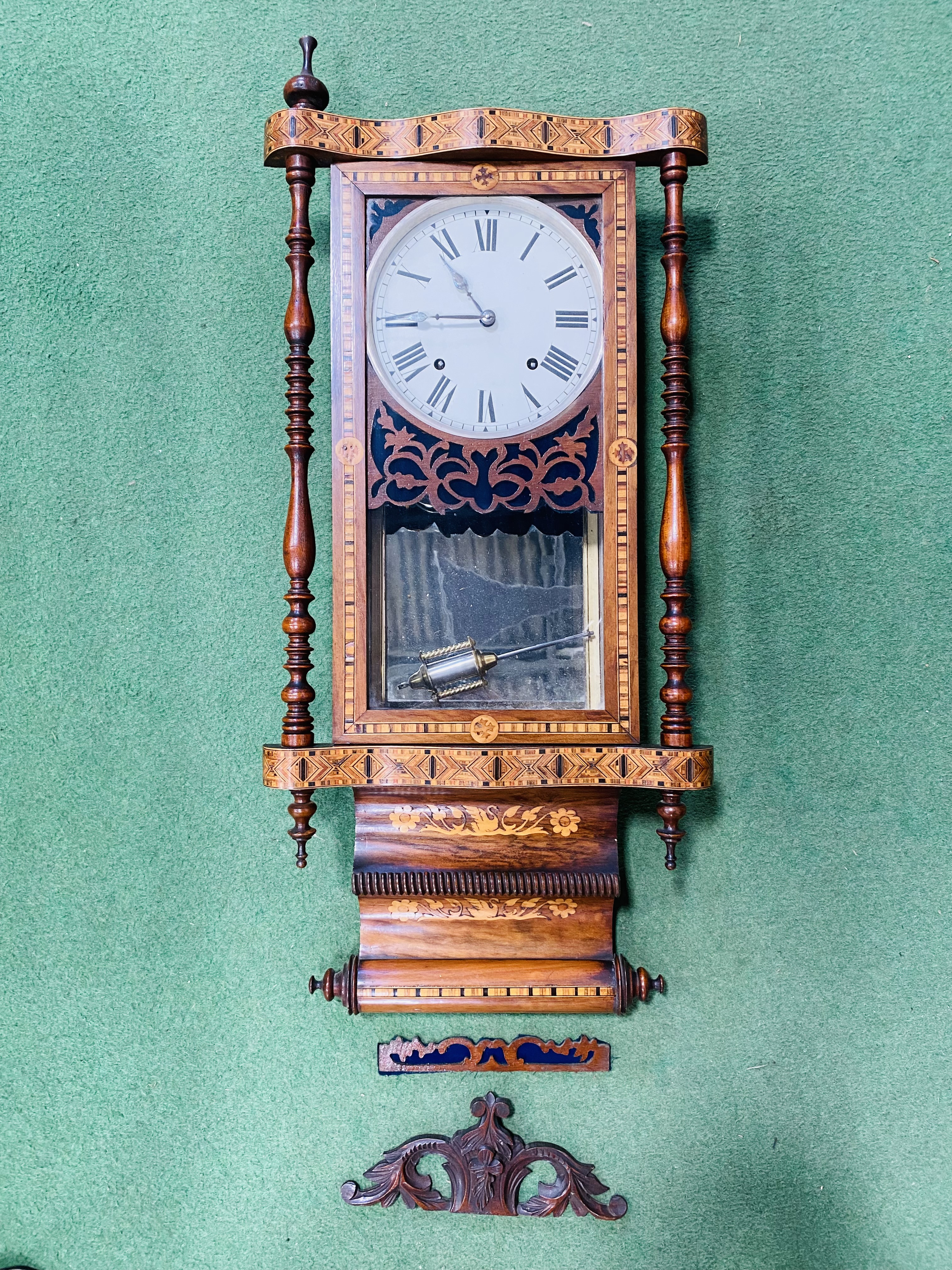 Mahogany Vienna style wall clock
