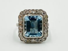 18ct white gold, aquamarine and diamond ring