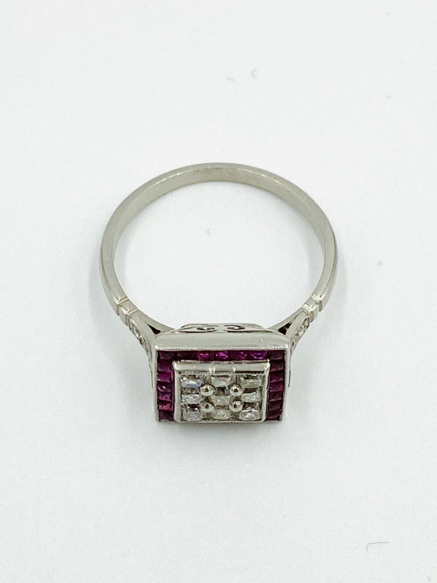 18ct white gold, diamond and ruby ring - Image 4 of 5