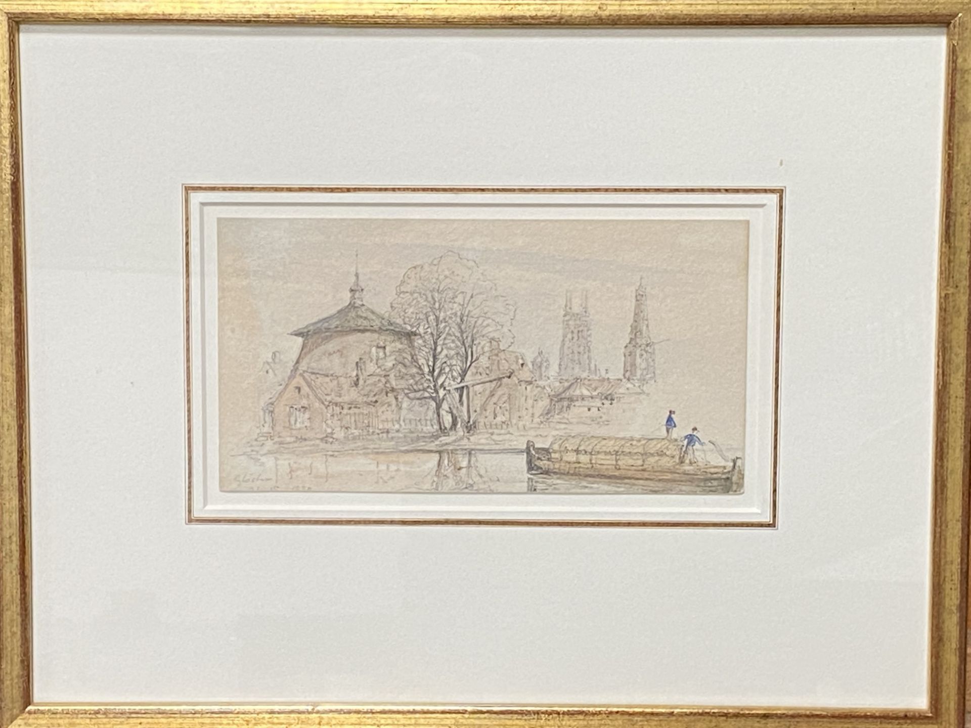 Framed and glazed watercolour written to reverse John Pagette