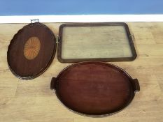 Three mahogany trays