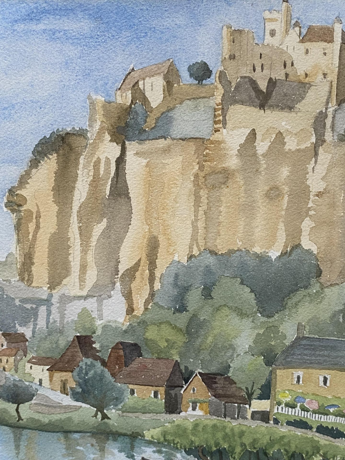 Framed and glazed watercolour of a castle - Bild 2 aus 4