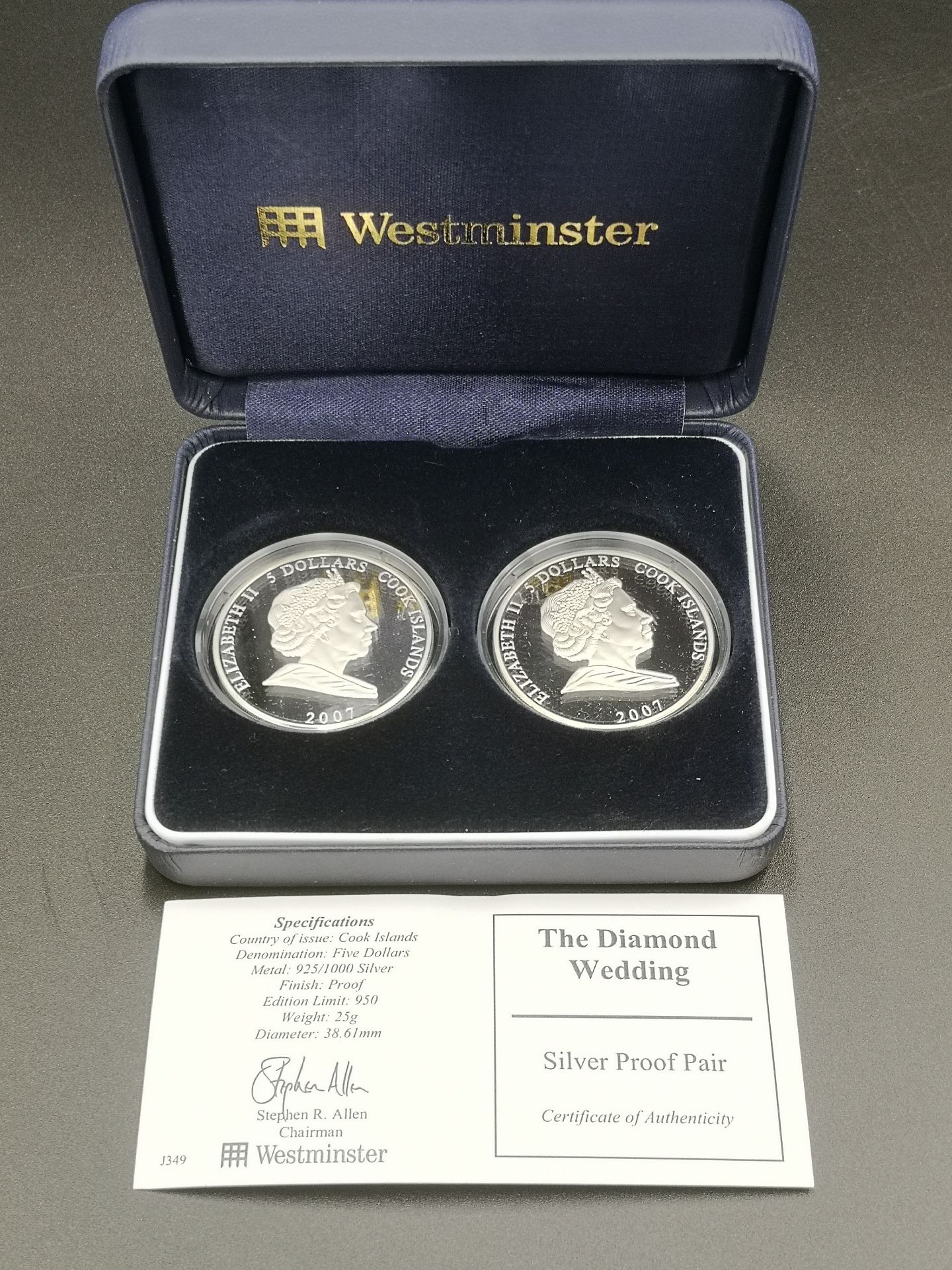 Westminster Diamond Wedding silver proof pair and other coins - Image 2 of 4