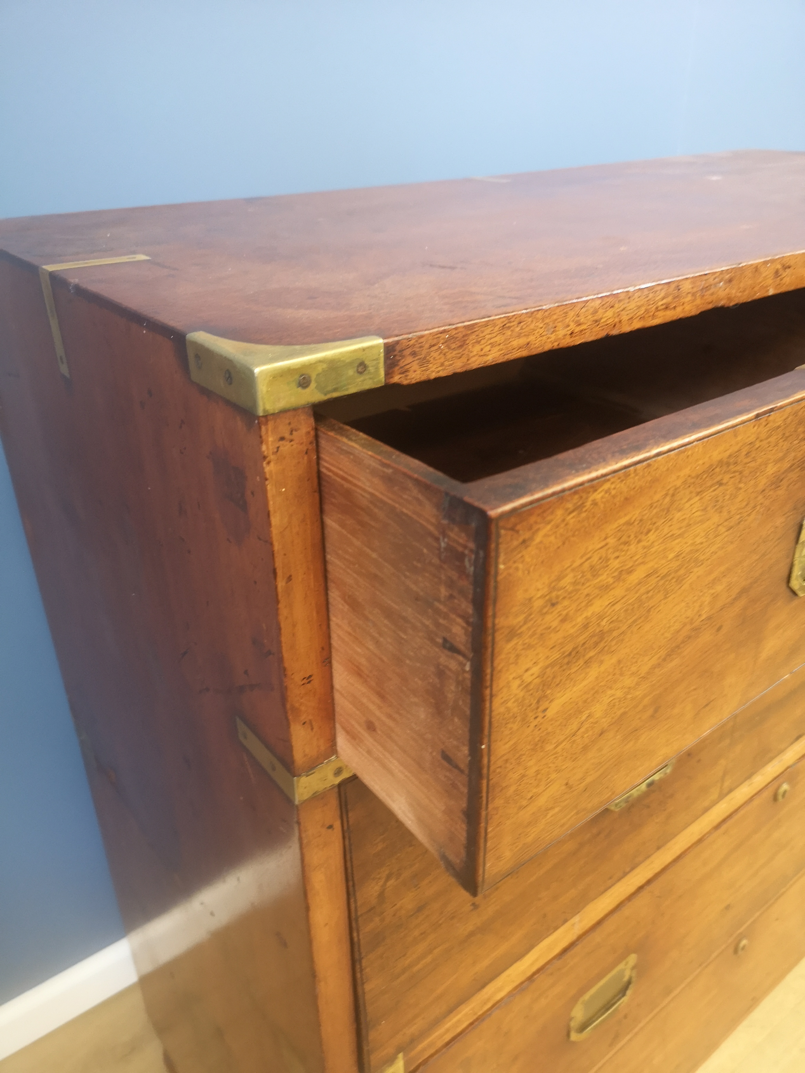 Victorian mahogany campaign chest of drawers - Image 5 of 6