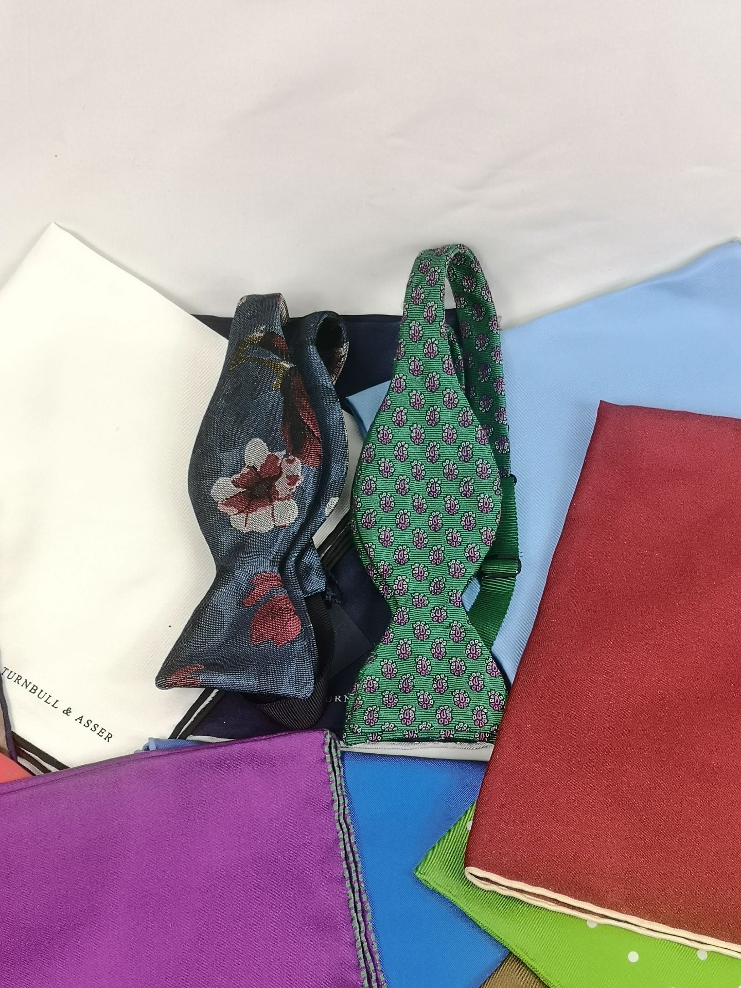 Ten Turnbull & Asser pocket squares together with two Turnbull & Asser bow ties. - Image 3 of 6