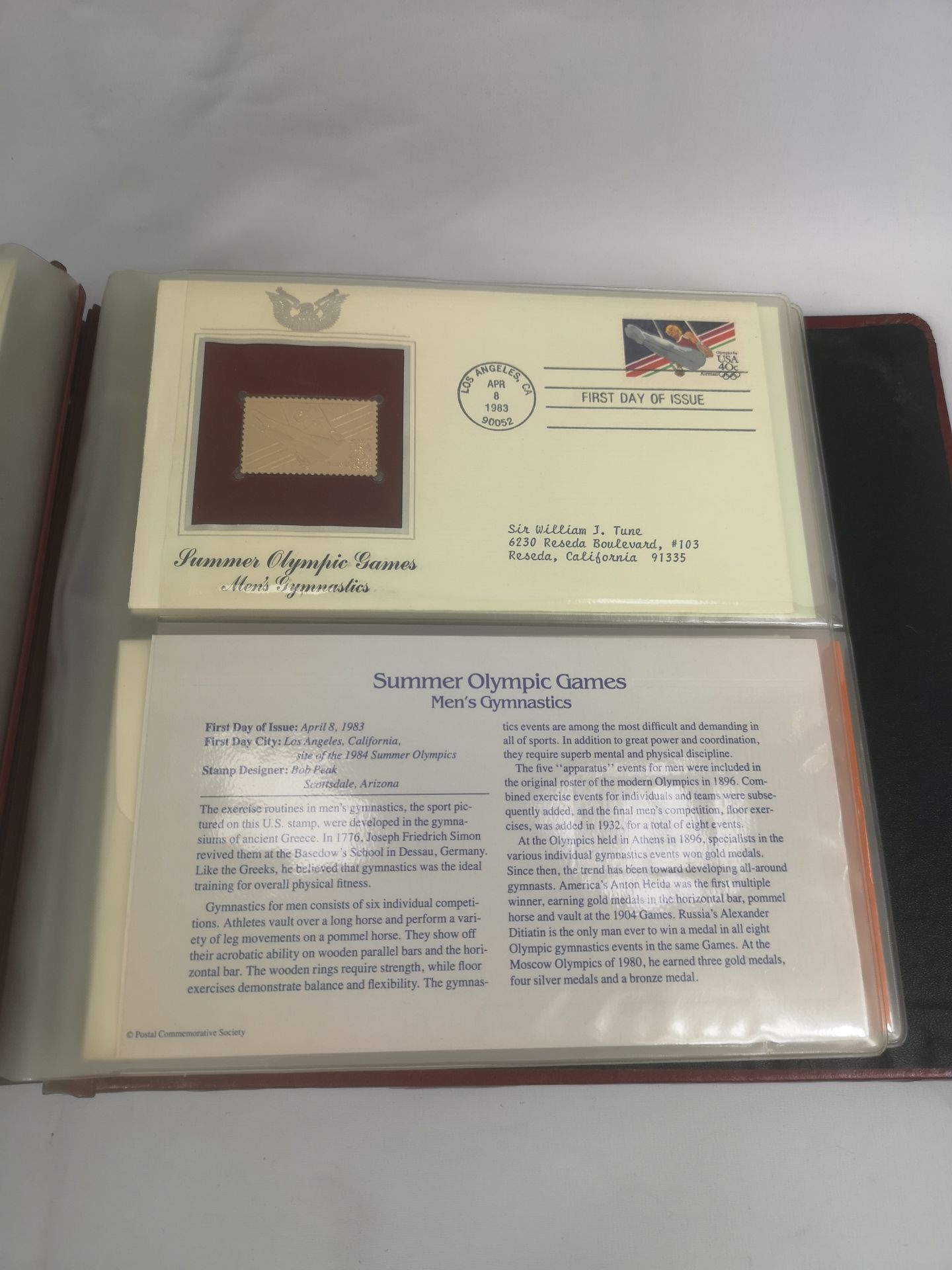 An album containing 'Golden Replicas of 1984 U.S. Olympic Games Stamps. - Image 3 of 6