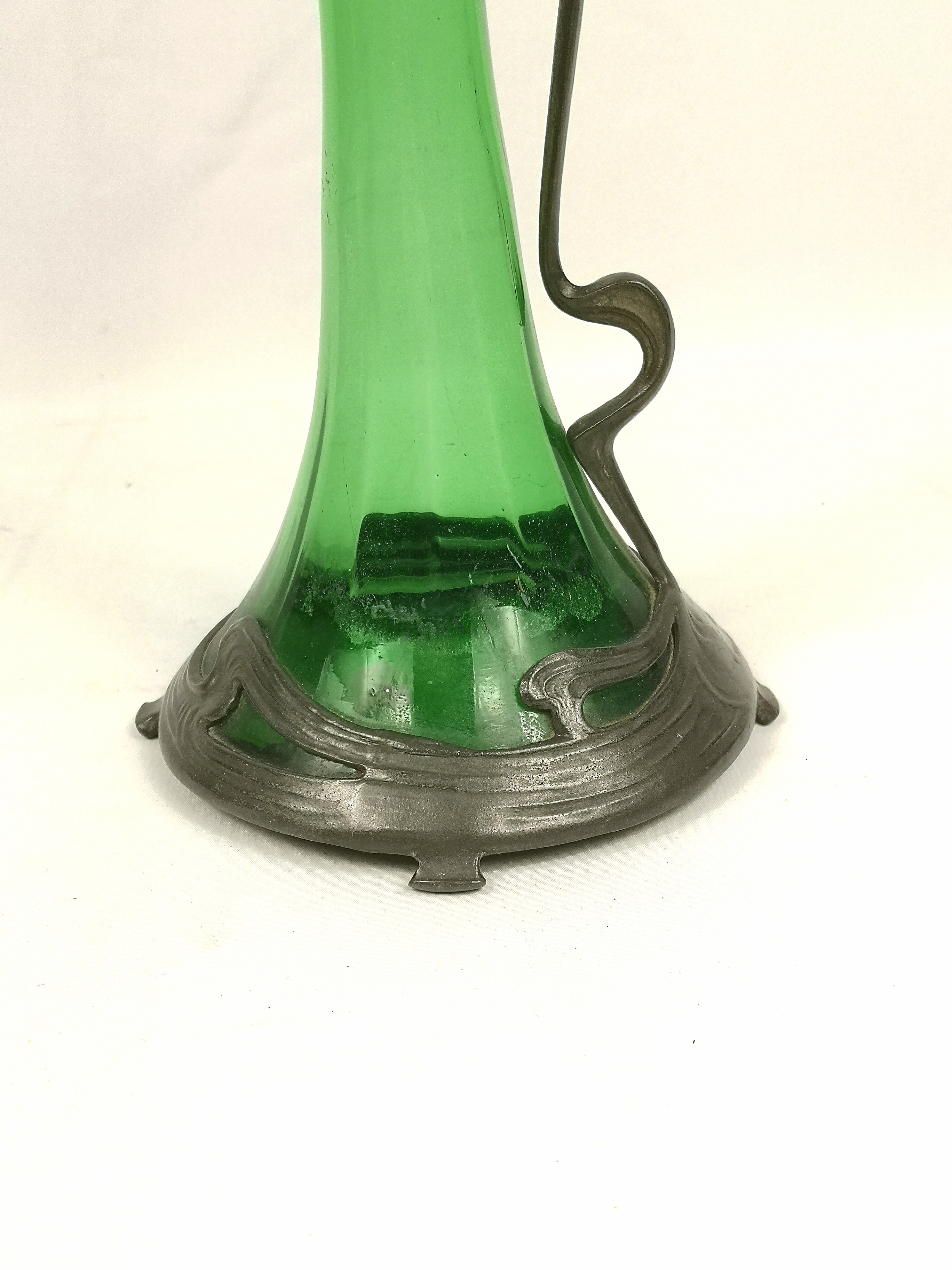 Pewter and green glass decanter - Image 3 of 6