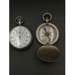 Lemania stopwatch together with a Wittnauer compass