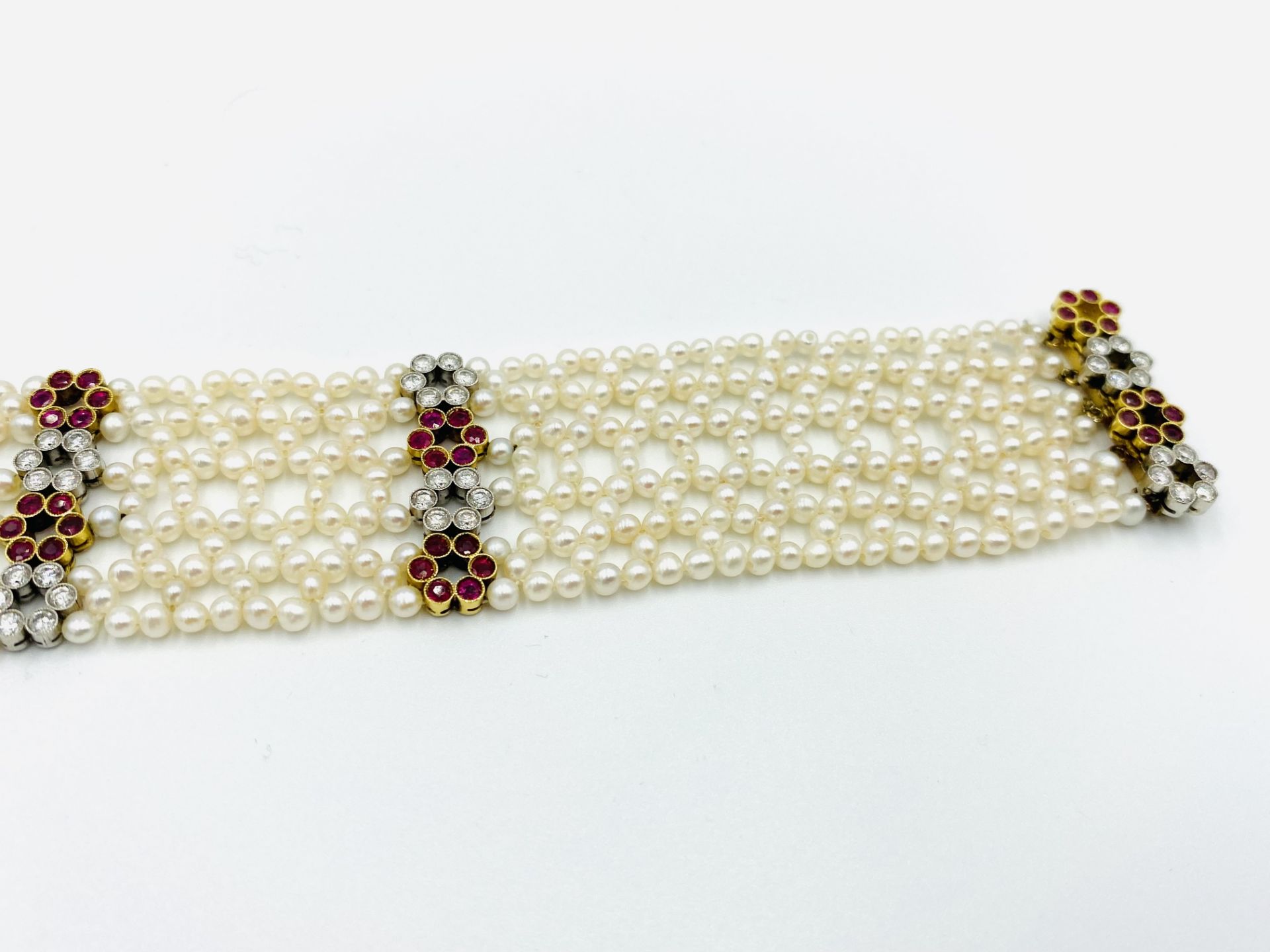 Pearl, ruby and diamond choker - Image 4 of 6