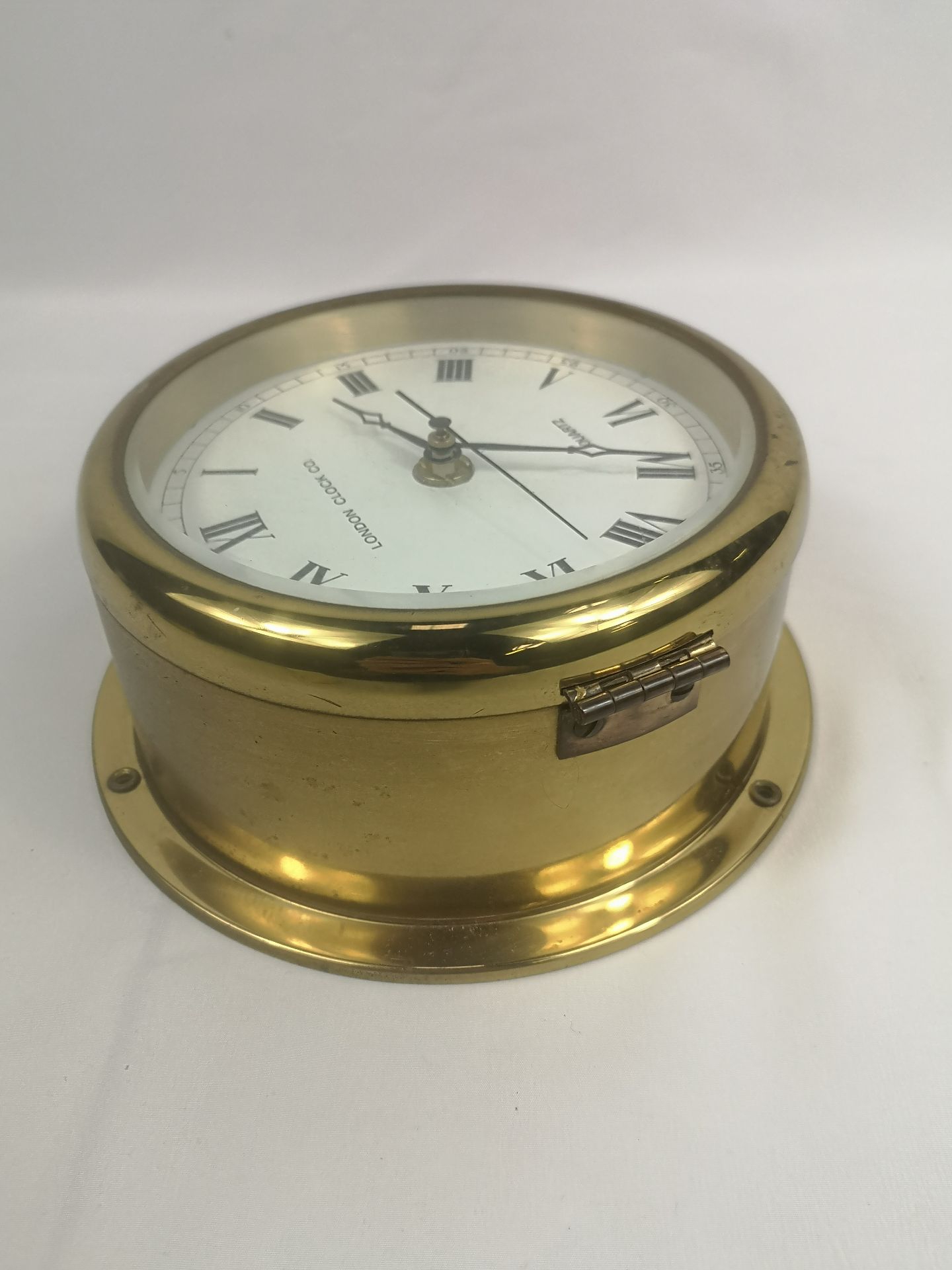 Brass London Clock Co. wall clock together with a brass barometer - Image 4 of 4