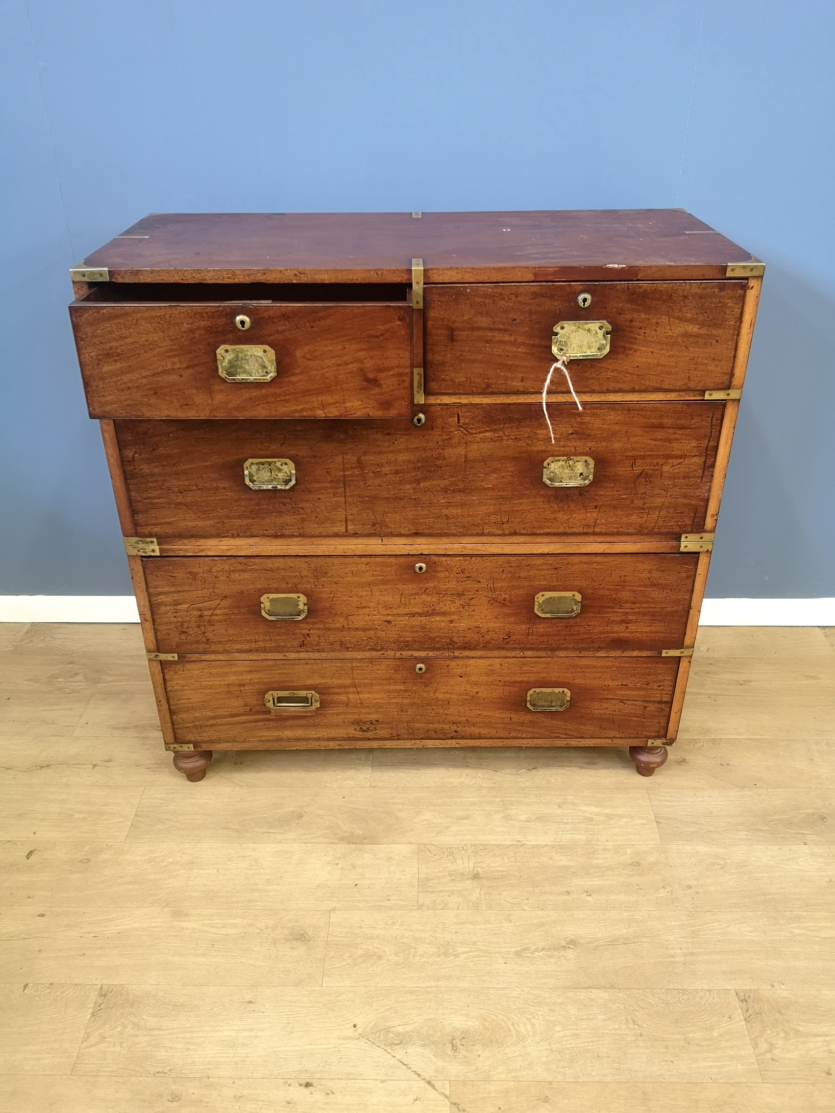 Victorian mahogany campaign chest of drawers - Image 6 of 6