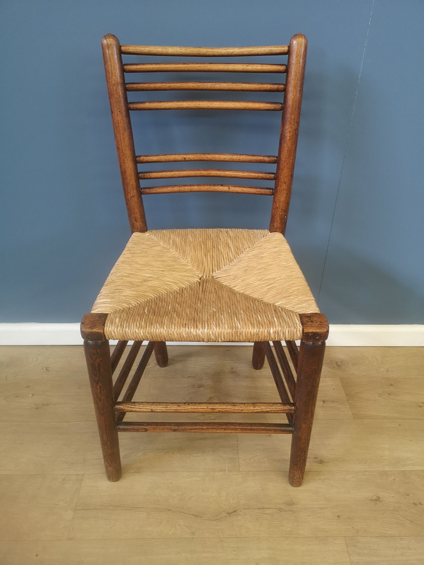Set of four 19th century oak ladderback chairs - Image 3 of 5