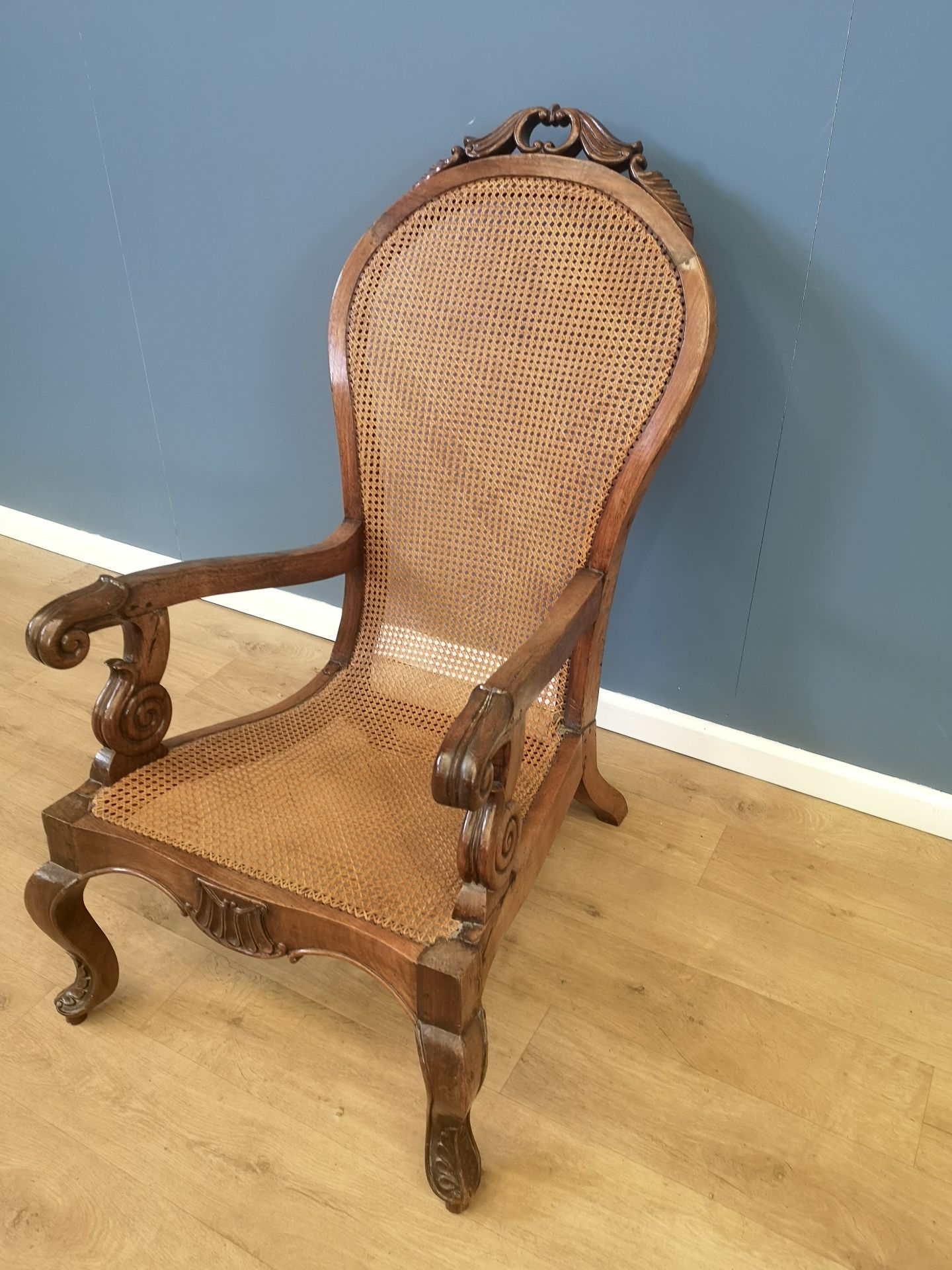 Pair of Victorian cane open armchairs - Image 6 of 6