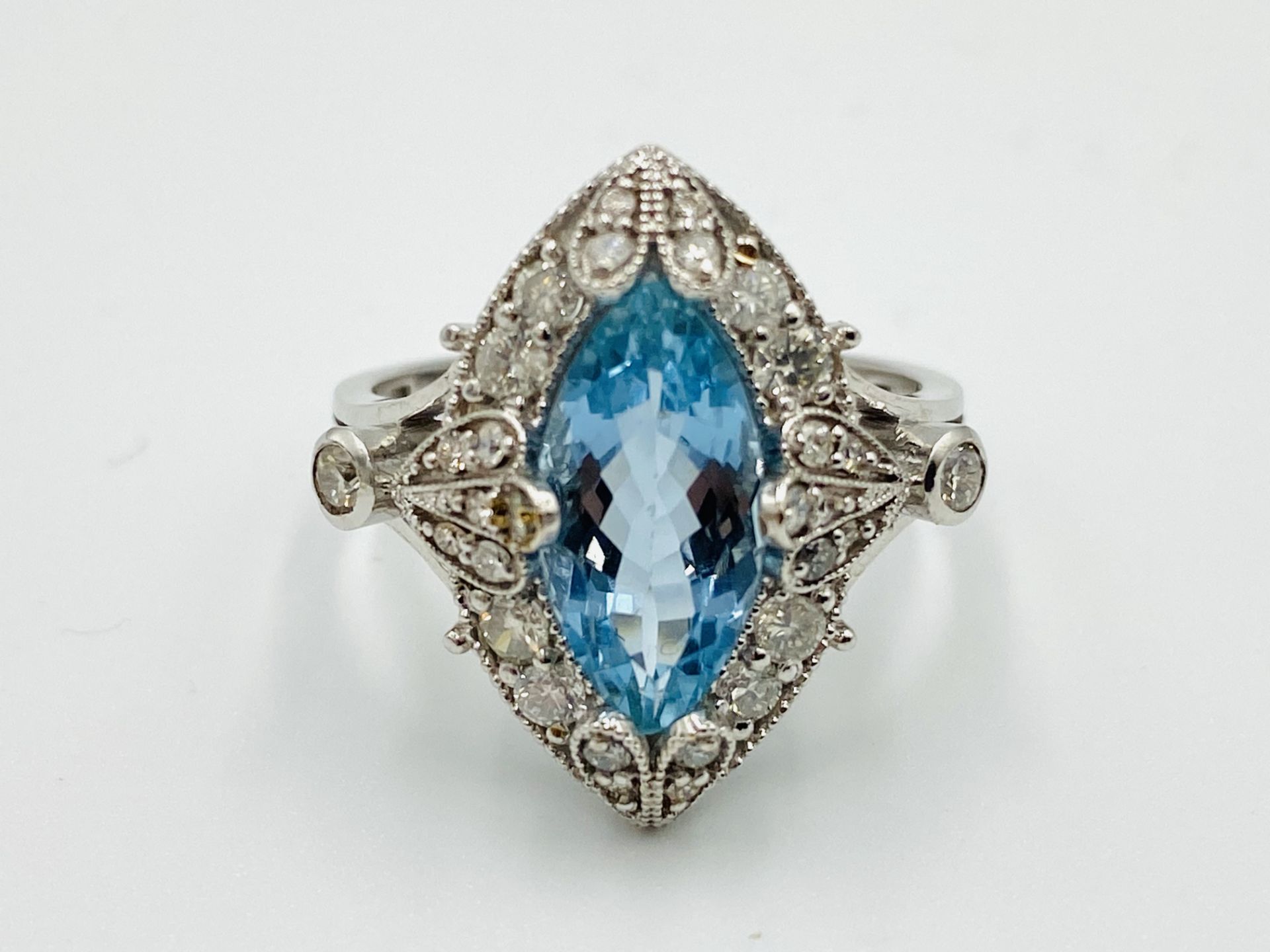 I8ct white gold, aquamarine and diamond ring - Image 7 of 7