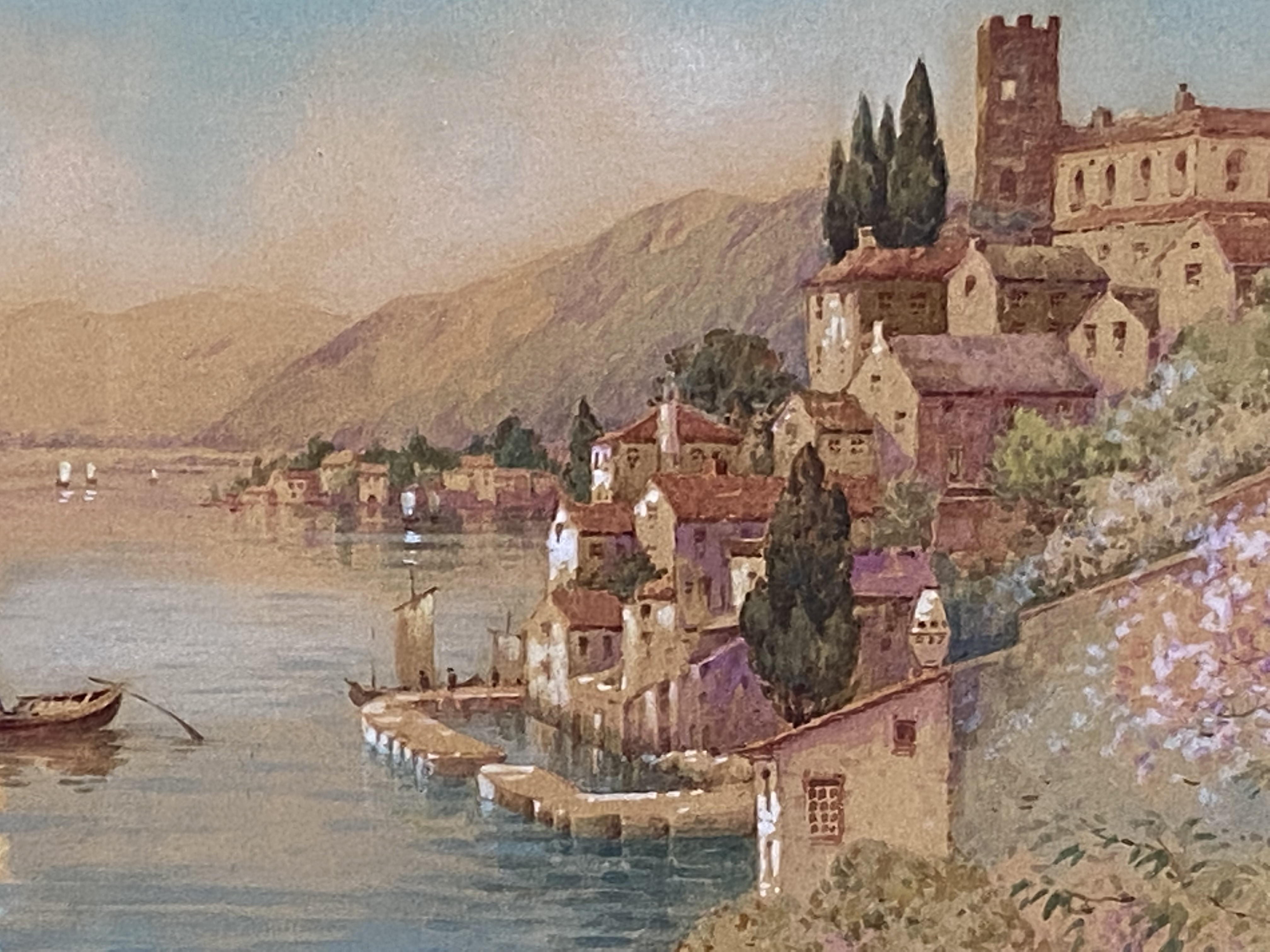 Rudolf Helmut Sauter - framed and glazed watercolour of Lake Como