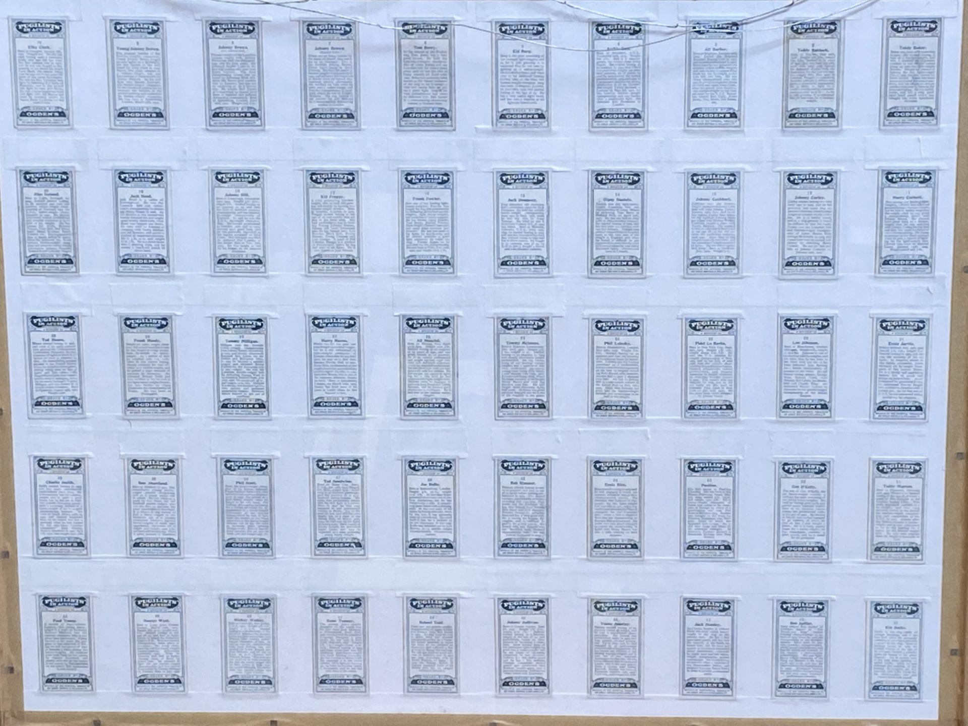 Framed and glazed set of Ogdens Cigarette cards, Pugilists in Action - Image 4 of 5