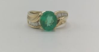 Emerald and diamond ring