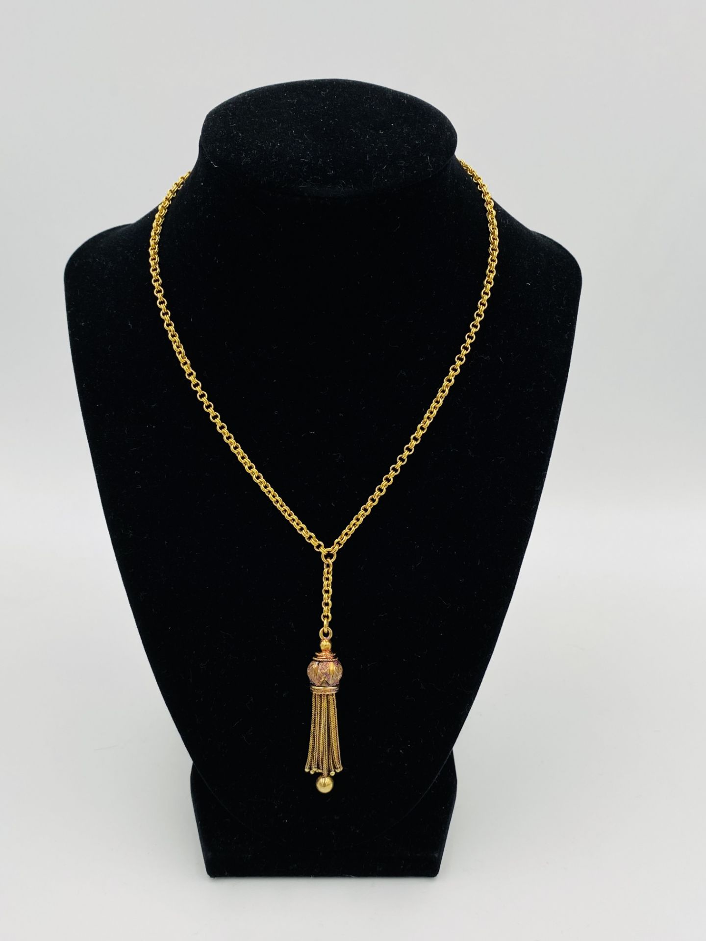 9ct gold necklace with 18ct gold tassel