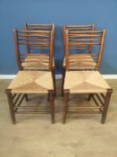 Set of four 19th century oak ladderback chairs