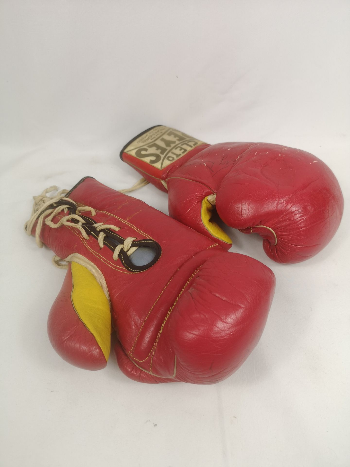 Pair of signed Cleto Reyes boxing gloves with approximately 17 signatures. - Image 9 of 9