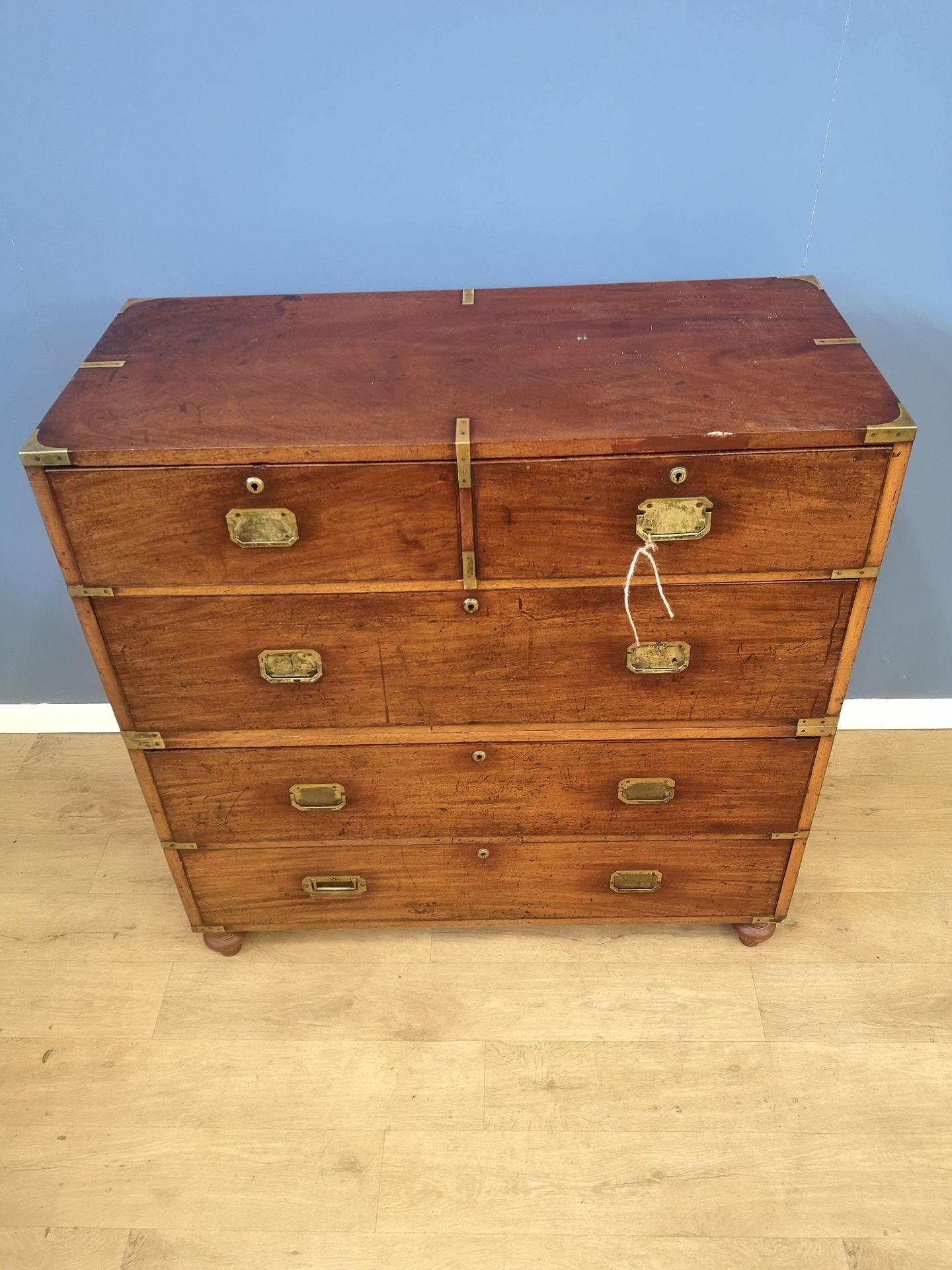 Victorian mahogany campaign chest of drawers - Image 2 of 6