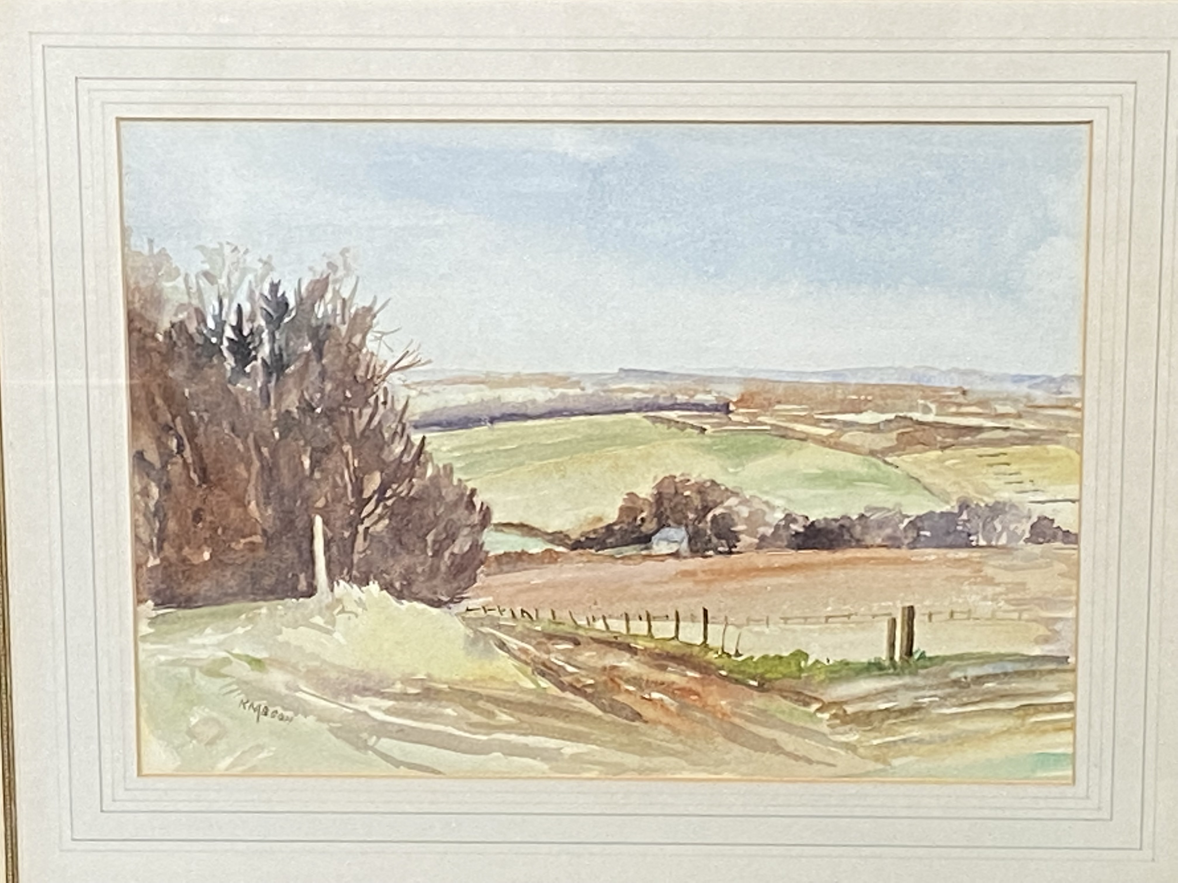 Framed and glazed watercolour, signed Knabson - Image 4 of 4