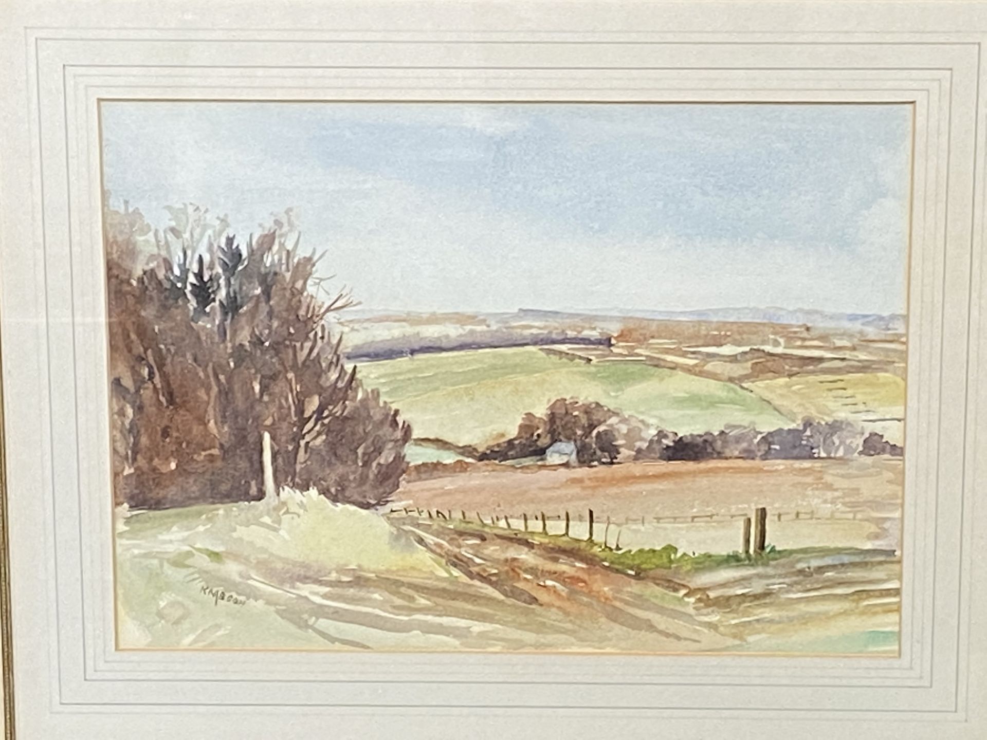 Framed and glazed watercolour, signed Knabson - Bild 4 aus 4