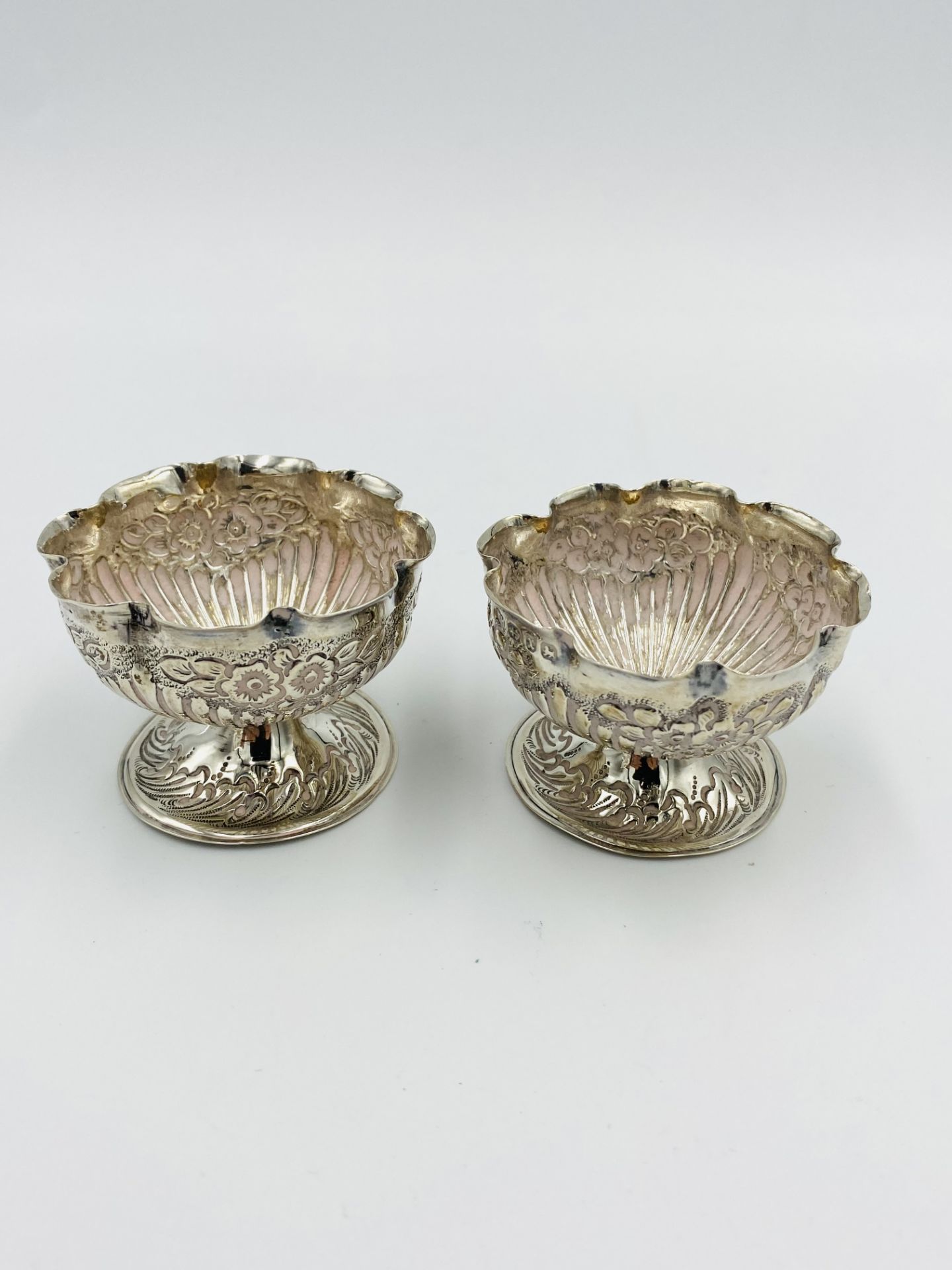Victorian silver milk jug, pair of silver egg cups and a silver plate teapot - Image 5 of 5