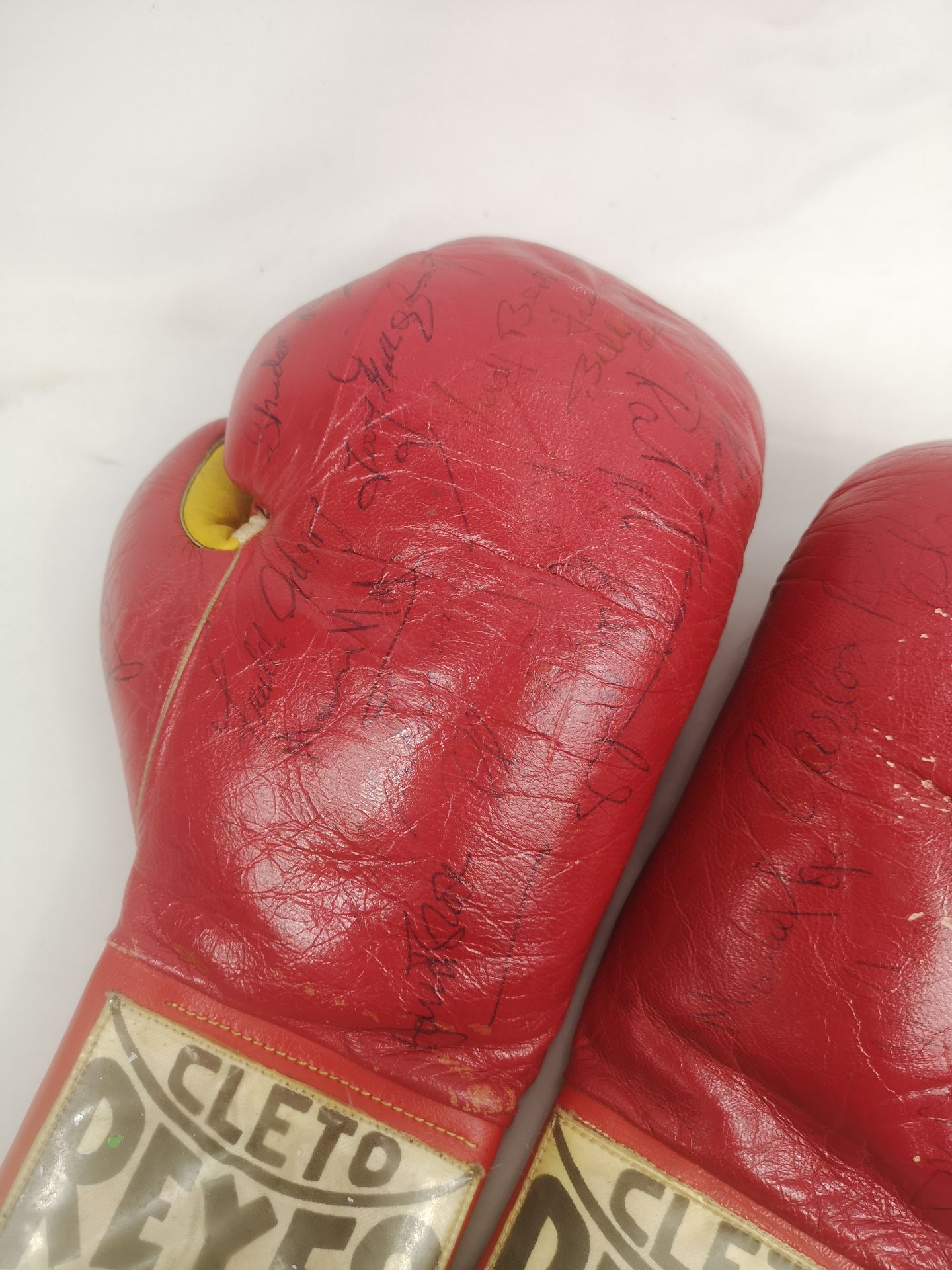Pair of signed Cleto Reyes boxing gloves with approximately 17 signatures. - Image 2 of 9
