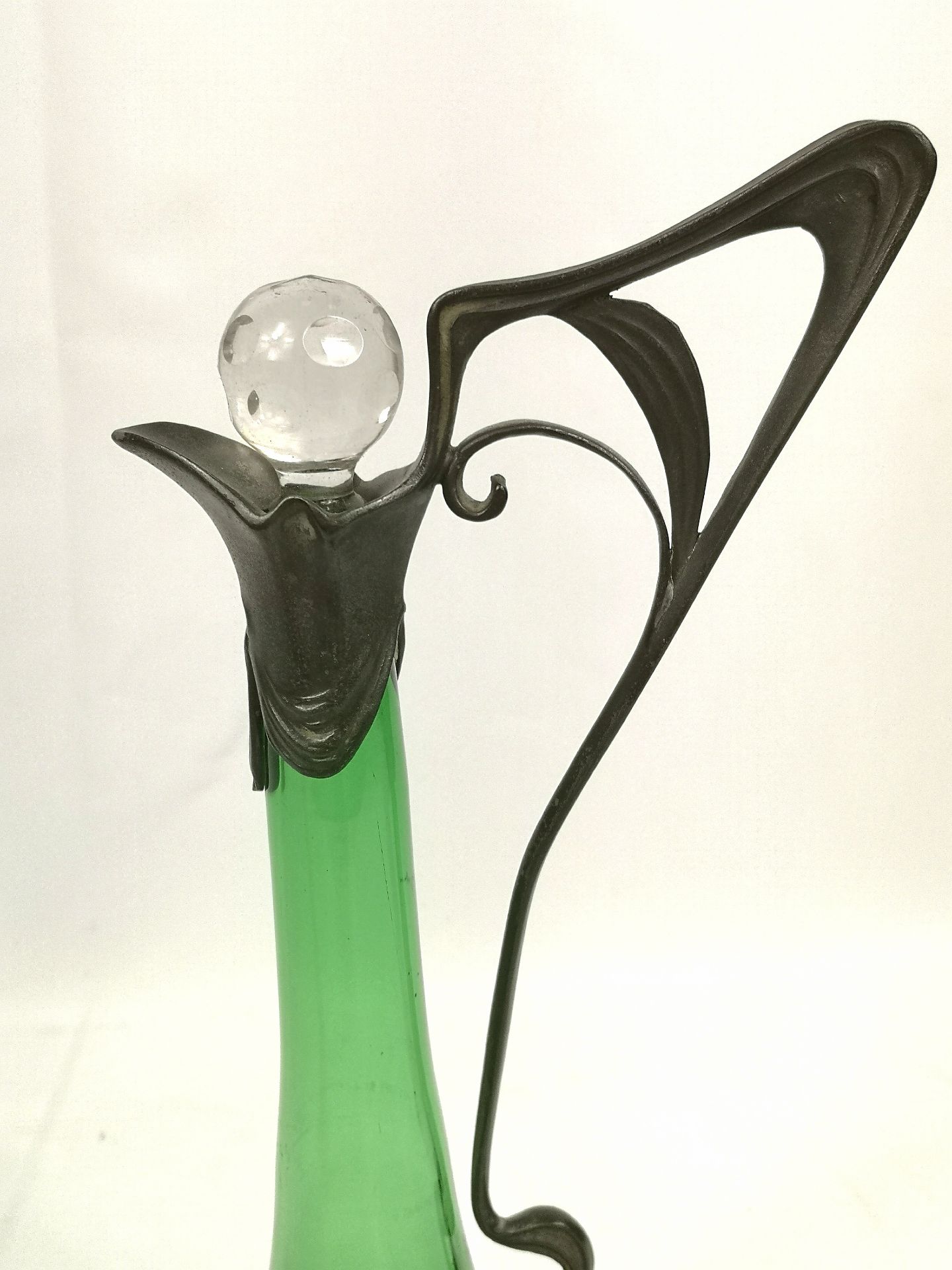 Pewter and green glass decanter - Image 2 of 6