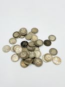 Quantity of silver threepenny pieces