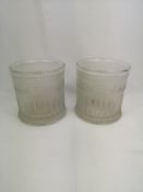 Two Victorian Molineaux Webb glass biscuit barrels