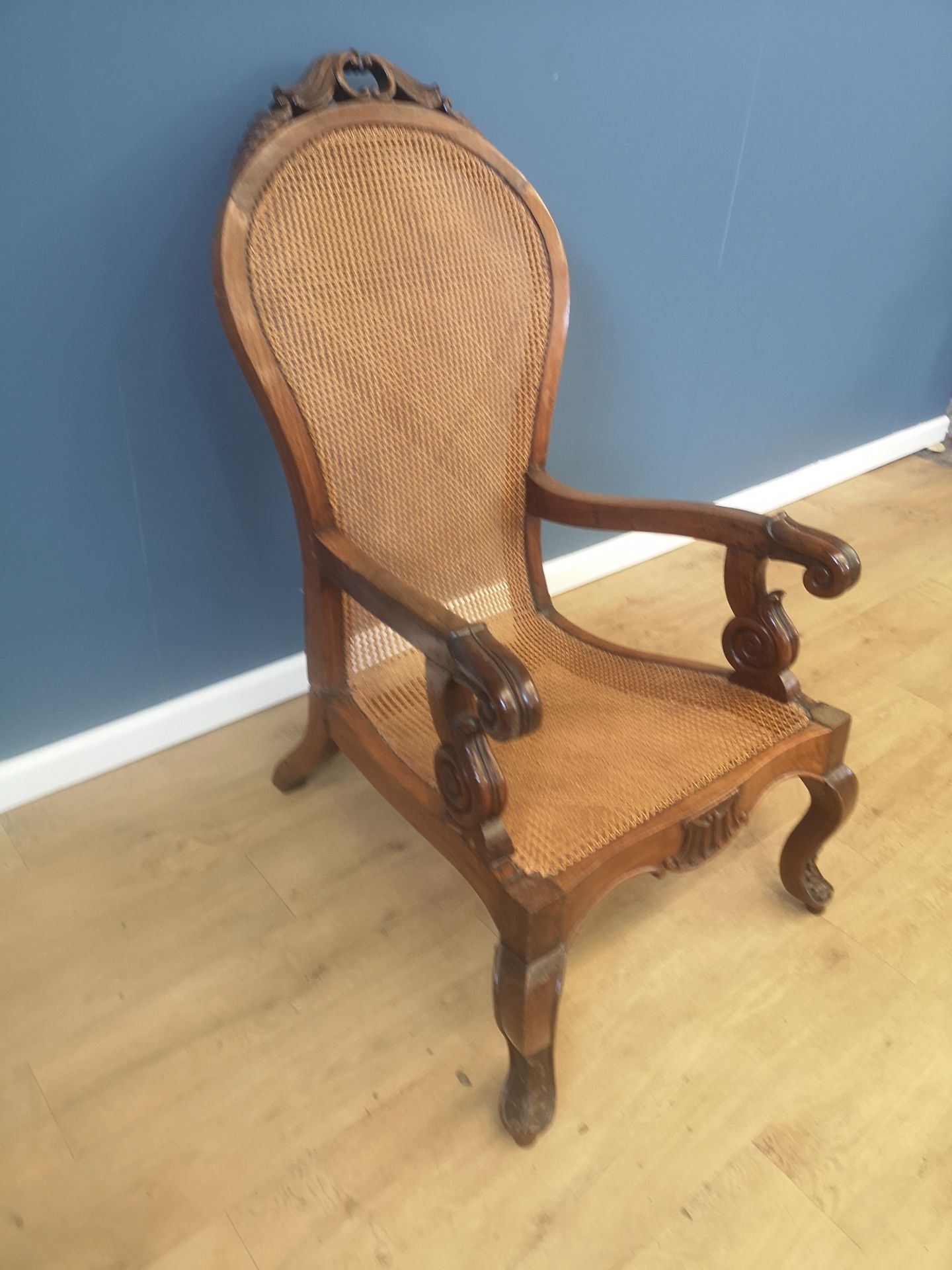 Pair of Victorian cane open armchairs - Image 5 of 6