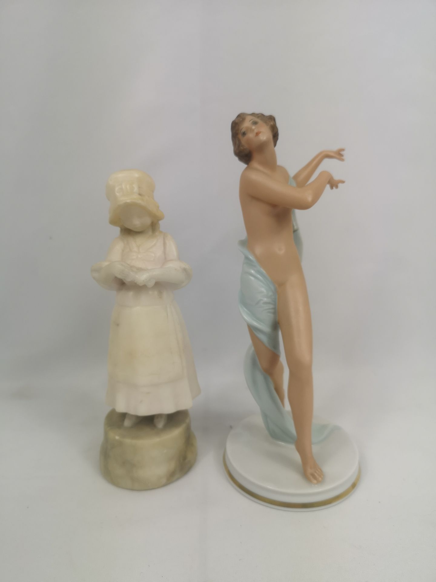 Art deco style Rosenthal figurine together with a Goldscheider figurine