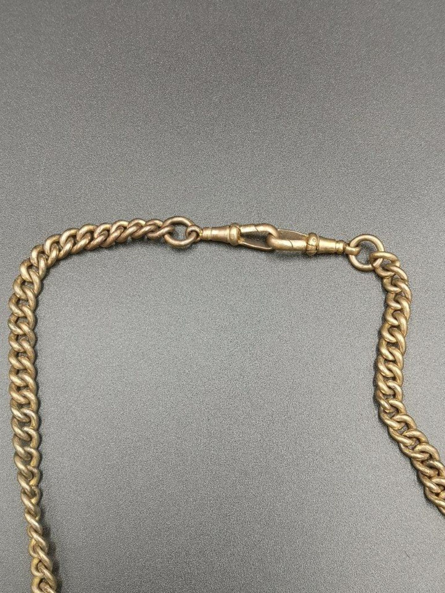 18ct gold fob chain with mounted silver sixpence 1887 - Image 6 of 6