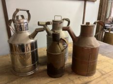 An aluminium pitcher together with 3 metal pitchers