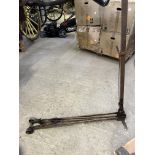 2 wooden cart jacks and a metal trolley jack