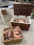 Display cuts of meat in 2 wicker containers. This lot carries VAT.