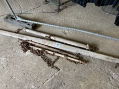 Wooden harrow bar and 3 other wooden bars