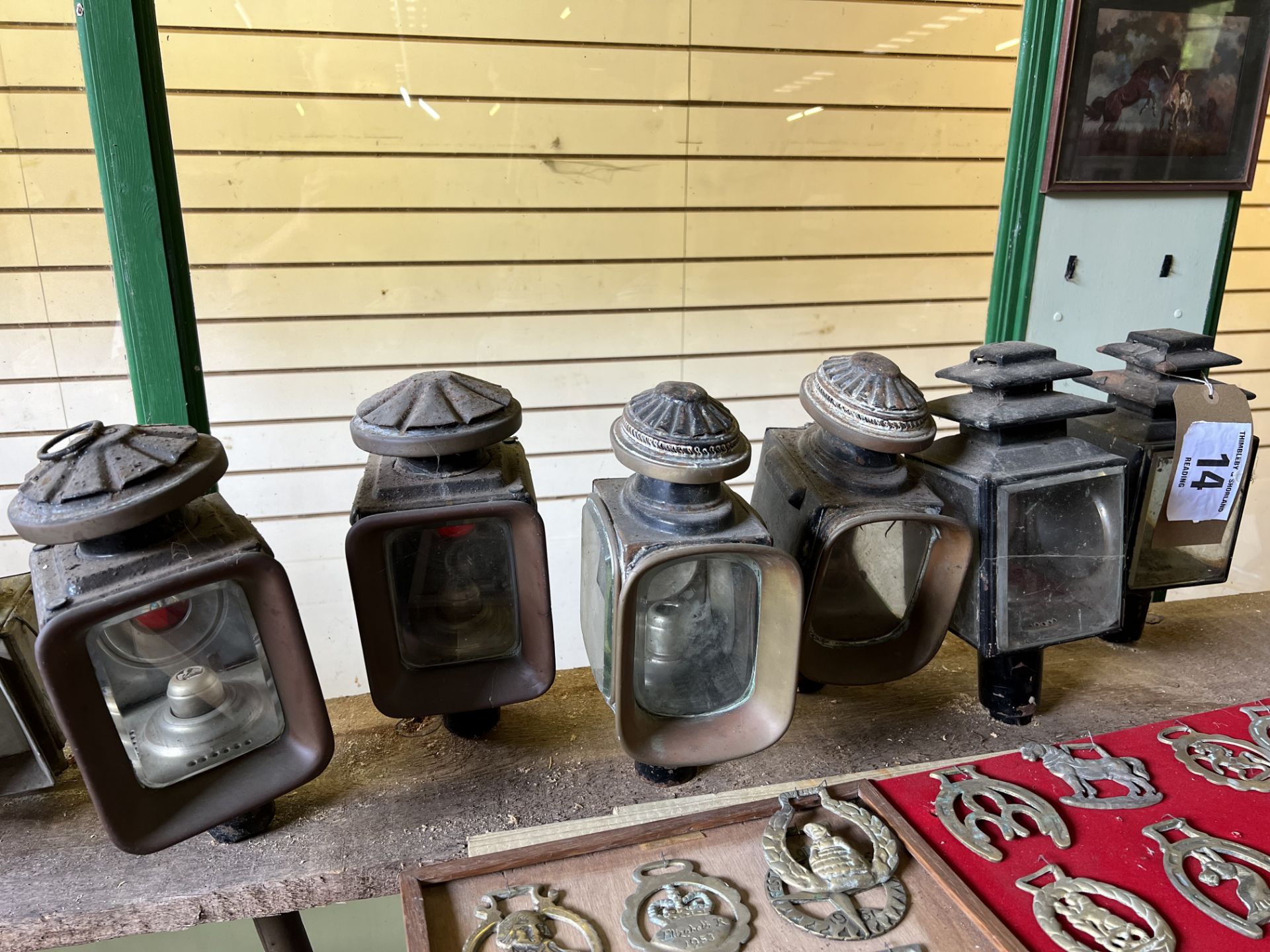 Three pairs of carriage lamps