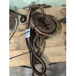 Two pairs of brown leather reins