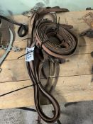 Two pairs of brown leather reins