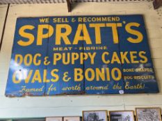 A very large SPRATTS enamel sign, 11' x 7'