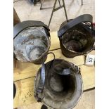 Three leather fire buckets. This lot carries VAT.