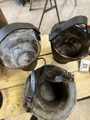 Three leather fire buckets. This lot carries VAT.