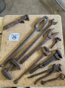 Collection of 9 antique spanners