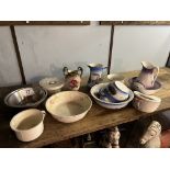 Wash bowls, jugs and bed pan
